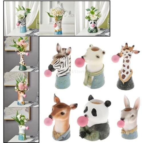 2-3pc Creative Resin Animal Vase Desktop Pot Office Bar decor Ornament Props