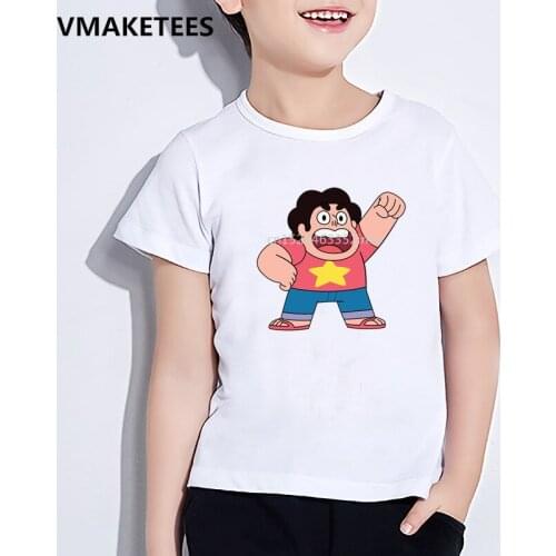 Kids Summer Girls & Boys T shirt Children Cartoon Steven Universe Print T-shirt Funny Steven Pattern Baby Clothes,HKP5054