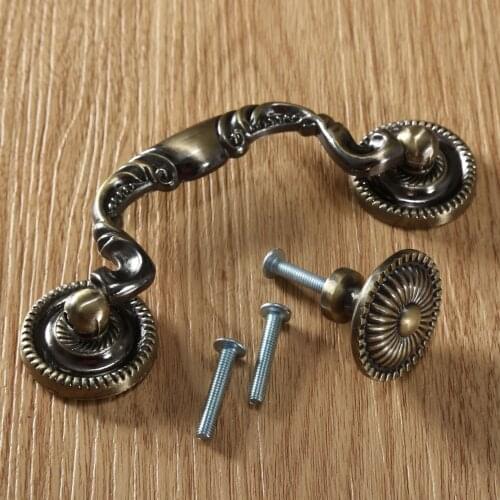 DRELD Antique Cupboard Cabinet Door Furniture Pull Handle Alloy Kitchen Handles and Knobs Single/Double Hole Modern Drawer Knob