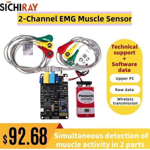 EMG 2 Channel Muscle Sensor Module Serial Port Communication Secondary Development Available Wearing Device