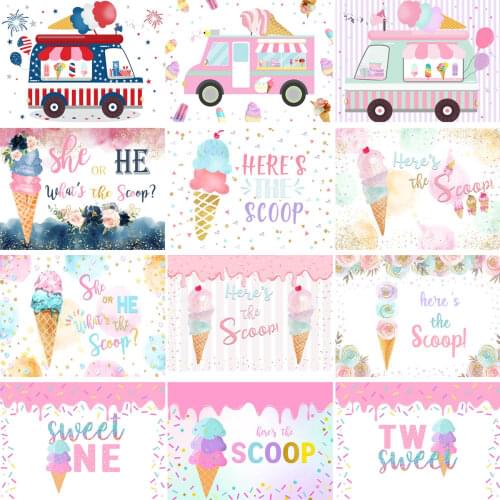 Sweet One Ice Cream Birthday Background Heres The Scoop Child Portrait Backdrop Dessert Table Decoration Props Photo Studio