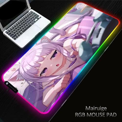 Sexy girl with long hair Glowing Large RGB Non-slip LED Gaming Mouse Pad Accessories Laptop PC XXL Desk Mat Keyboardfor Office