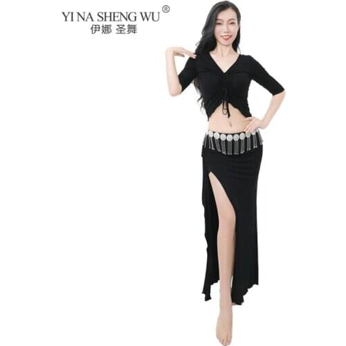 Belly Dance Costume Set Female Adult Sexy Top Performance Clothes Suit Profession Practice Split ends Long Skirt Clothing Summer