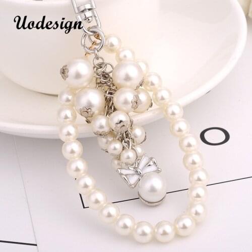 Creative Keychain Bag Pearl Pendant Car Ornaments Creative Gifts Bag Flower Charm Key Chain Buckle Key Ring