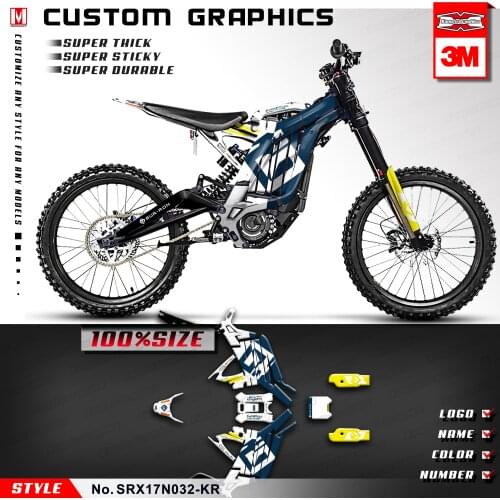 KUNGFU GRAPHICS Vinyl Decals Custom Stickers Kit for Sur-Ron Light Bee X/S Electric Bike, Blue White (Style No.SRX17N032-KR)