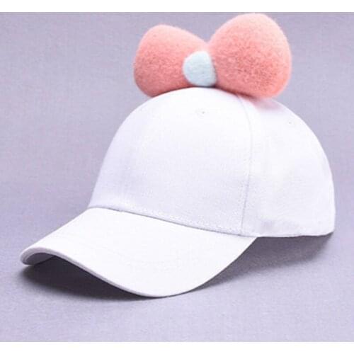 Summer Kids Girl Color Bowknot Baseball Hat Baby Butterfly Sun Caps Fluorescent Children Bonnet