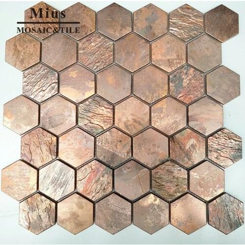 Copper mosaic hexagonal kitchen tile