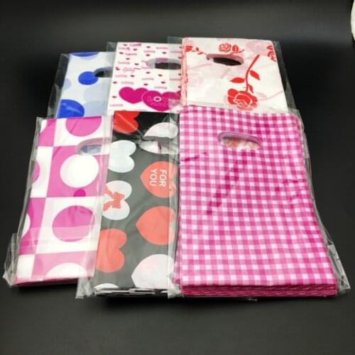 Jewelry Bag Simple Printing Thin Plastic Gift Candy Portable Packaging Bag Sundries Storage Dustproof Birthday Decoration 9x15CM