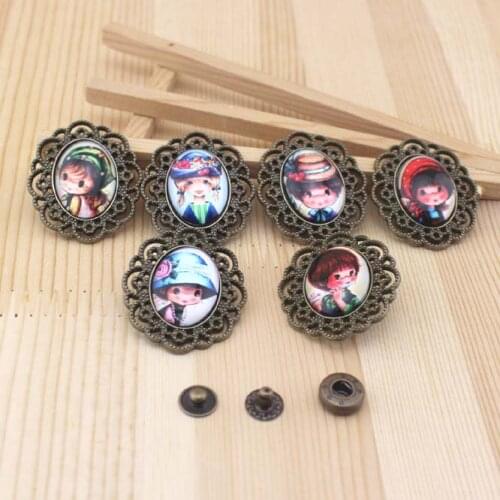 Cute Cartoon Boys hat girls pattern gem Oval Snap button 35*42MM DIY Handmade Sewing quilt decoration Bag accessories 6 pcs/lot