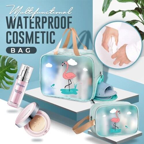 Multifunctional Waterproof Cosmetic Bag INS Large-Capacity Portable Travel Wash Makeup Bag Transparent Skin Care Storage Box