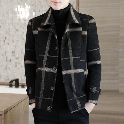 Men Full Sleeve Jacker Autumn And Winter Outwear And Plaid Causal Style Overcoats