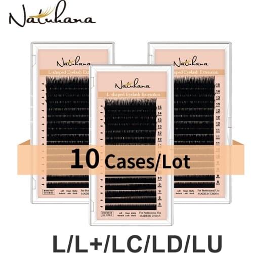 NATUHANA 10Cases/lot 16rows/tray 8~15mm L/L+/LC/LD Curl Individual Classic Eyelash Extension L Faux Mink Eyelashes False Lashes