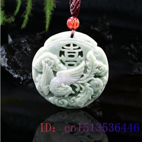 Jade Phoenix Pendant Necklace Gifts Chinese Carved Charm Jewelry Fashion Women Natural Amulet Accessories