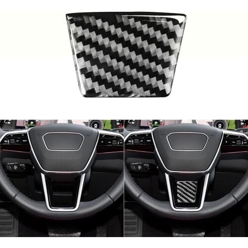Car Steering Wheel Lower Trim Decoration for Audi A6L A7 2019 Genuine Carbon Fiber Automotive Interior Stickers