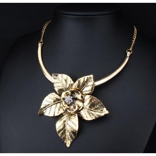 2020 New Fashion Long Vintage Jewelry Antique Big Flower Pendant Necklace Statement Choker Necklace & Pendants For Women XLL173
