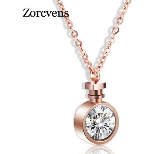 Modyle 2020 New Fashion Rose Gold Color 316L stainless steel perfume bottle Pendant Necklace for Woman