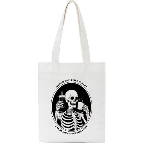New Arrival Korea Skull Bouquet Shoulder Bags Fashion Large-capacity Women Bag Harajuku Punk Female Shopping Canvas Tote Casual