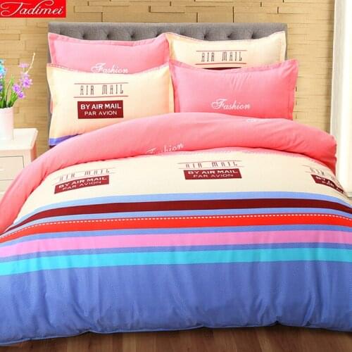 Stripe Plaid Duvet Cover Child Kids Boy Gilr Loving Gift 4pcs Bedding Set for 1.8m 2m Bed Sheet King Queen Double Size Bedlinens