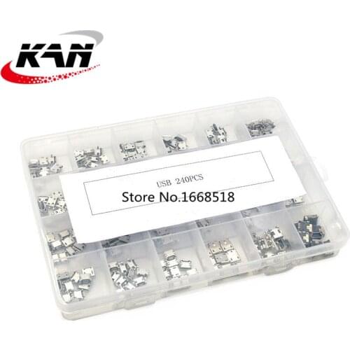 Micro USB connector 24 models charging port for Samsung/Moto/SONY/HTC/ZTE/Huawei/Xiaomi/Lenovo mobile,tablet GPS 240pcs/set