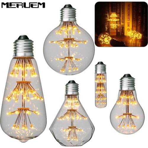Retro Edison Bulb E27 All Over The Sky Star 220V ST64 A60 T45 T 10 G80 G95 Ampoule Vintage Bulb Edison Lamp Filament Light Bulb