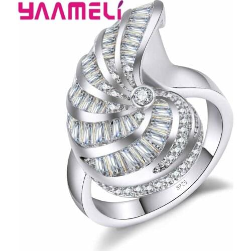 Luxury Vintage Geometry Ring with CZ Zircon Stone Jewelry 925 Silver Wedding Rings For Women&Men Big Sizes