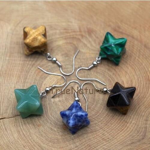 Silver Plated Star Of David Earring Sodalite/ Chrysocolla/ Aventurines/ Wholesale Stone Dangle Earring In 20*23 mm ER7703