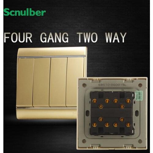 86mm standard champagne 16A 250v home 4 gang 2 way wall switch plate covers decorative