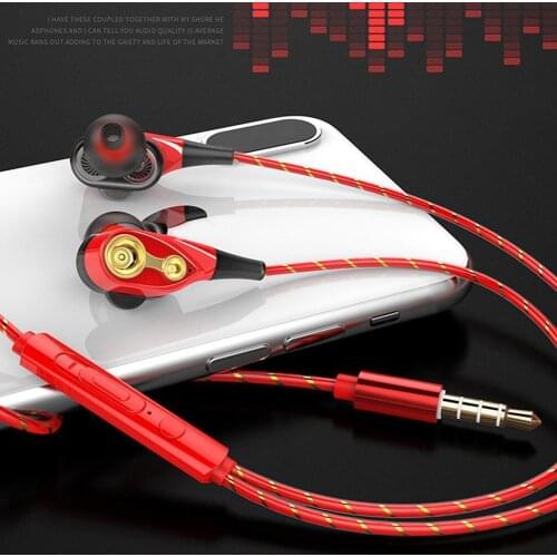 In-ear subwoofer soundproofing earplugs wire-controlled dual-motion wheat headphones universal coil belt T3H6 quad-core W6Z2