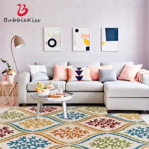 Bubble Kiss Ethnic Style Wavy Flower Pattern Carpets For Living Room Non-slip Home Bedroom Decor Area Rug Customized Floor Mat