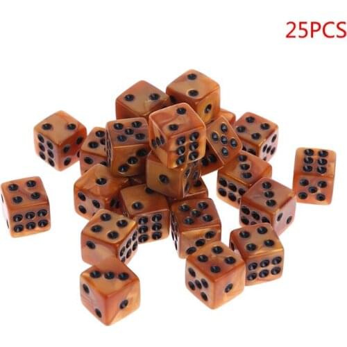 25pcs 12mm Green/Coffee Resin Dice Square 6 Side Dots Dice for KTV Club Party Games Entertainment Toy