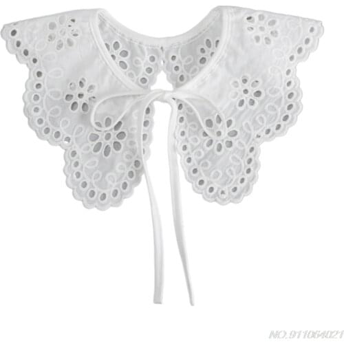 Women Lolita Decorative Fake Collar Lace Shawl Capelet Hollow Embroidery Layered Dickey Self-Tie Ribbon Mesh Necklace Wholesales