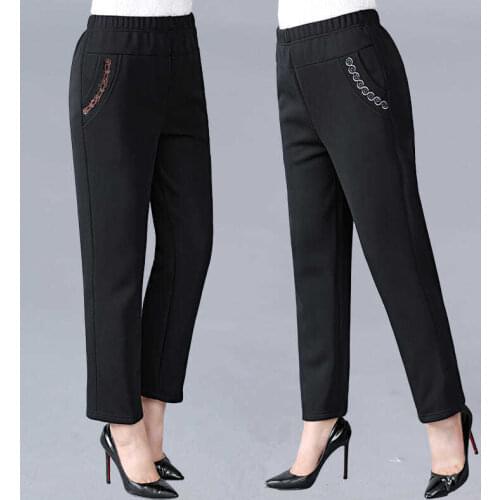 Women Winter Thick Plus Velvet Pants Warm Female Casual Cotton Pants Loose Straight Long Trousers Large Size 4XL Y626