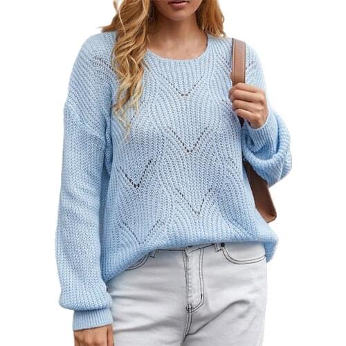 Women Knitted Jumper O-Neck Batwing Sleeve Pullover Sweater Women Hollow Slash Neck Chic Pullover Sweater Tops Streetwear