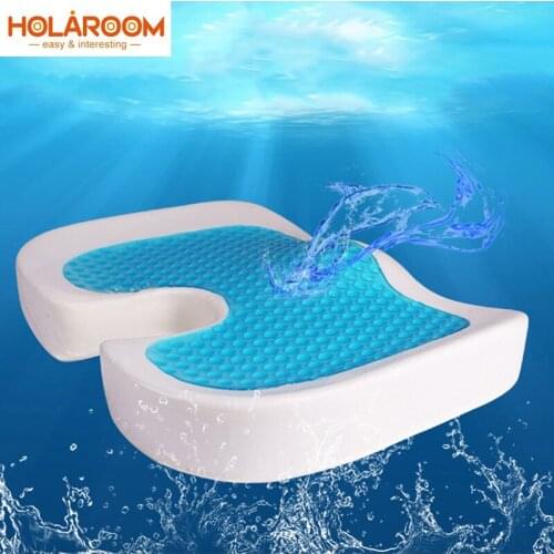 1PC U Shape Silicone Gel Cushion Memory Foam Pillow Coccyx Protect Slow Rebound Summer Cool Chair Cushion Seat Mat Blank Cushion