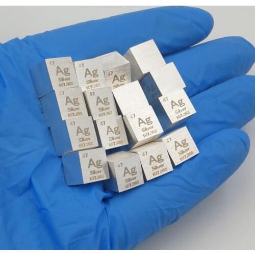 10mm Silver Ag Cubic Periodic Table Cube 99.9% Pure Silver Cubic Metal Gift Rare Metal Silver Element Block Sample