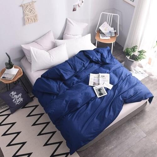 100% Cotton blue duvet cover Solid color luxury quilt cover twin full queen king simple Home textiles (Do not include comforter)