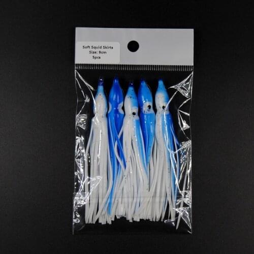 100bags=500pcs Individual Package Luminous 9cm Soft Squid Skirts Customized Color Available