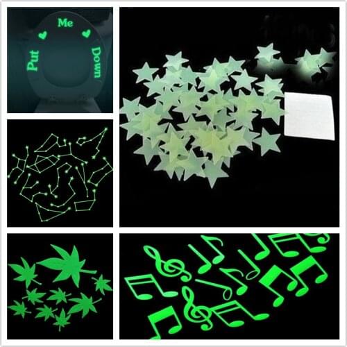 3D stars Maple leaf music glow in the dark Luminous on Wall Stickers for Kids Room living room Wall Decal Home Decoration poster