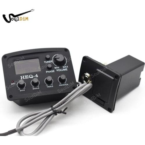 4 Band Acoustic Guitar Preamp with Tuner Folk Guitar EQ Equalizer Amplifier Piezo Pickup Guitar Accessories