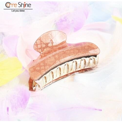 Big Hair Clips for Women Geometric Plaid Glitter Acrylic Hair Claw Ladies Fashion Hair Products Accessories Come Shine