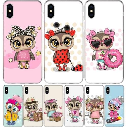 Cute Owl Hearts Lover Cover Phone Case For Iphone 12 11 Pro 7 6 X 8 6S Plus XS MAX + XR 5S SE 10 9 Art TPU Coque Capa Shell