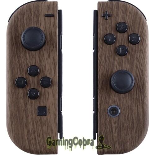 Wood Grain Soft Touch Controller Housing with Full Set Buttons DIY Replacement Shell Case for Nintendo Switch Joy-Con - CS201
