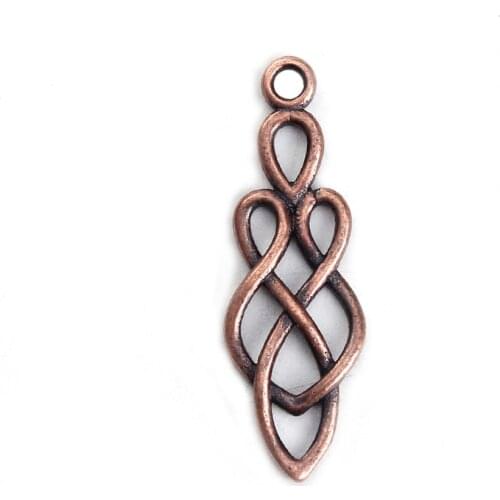 DoreenBeads Copper Antique Copper Celtic Knot Drop Pattern Pendants Fashion DIY Components 35mm(1 3/8") x 12mm( 4/8"), 5 PCs