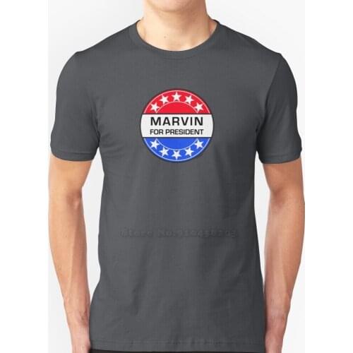 Marvin For President Short-Sleeved T-Shirt Harajuku Hip-Hop T-Shirt Tee Tops Dont Panic Sci Fi Science Fiction Sci Fi Scifi
