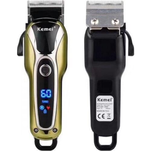 Kemei hair trimmer KM-1990 rechargeable hair clipper haircut machine professional barber shop hair clipper LCD display
