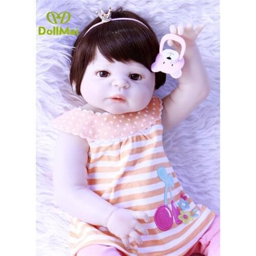 Real baby doll reborn 23"57cm completa silicone reborn baby girl dolls bebes reborn com corpo de silicone menina