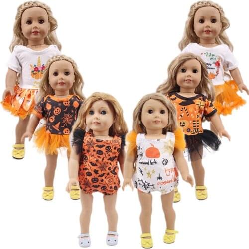 8 Set Doll Halloween Theme Dress & Swimsuits Suitable For Summer For 18 Inch &New Born Baby Generation Birthday Girls Toy Gifts