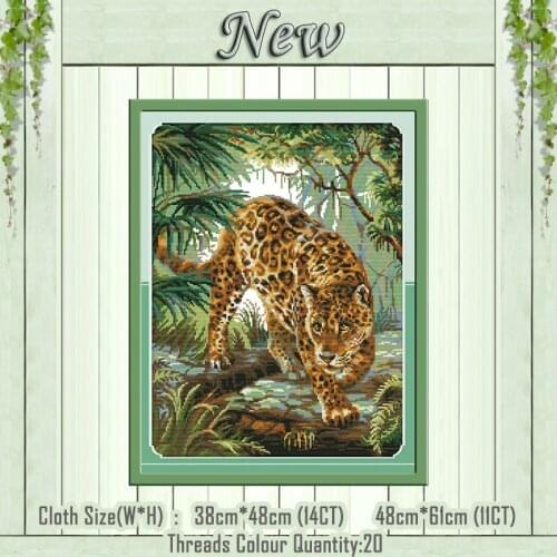 Jungle leopard animal decor diy painting counted printed on the canvas DMC 11CT 14CT kit Cross Stitch embroidery needlework Sets