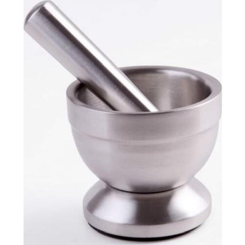 Stainless Steel Mortar Pestle Set Pugging Pot Garlic Spice Grinder Pharmacy Herbs Bowl Mill Grinder Crusher With Cover