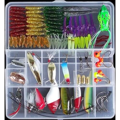 100/134 PCS Lure Bait Set Fake Bait Fresh Water Soft Bait Frog Black Fish Pliers Hook Fishing Gear Artificial Bait Fishing Lures